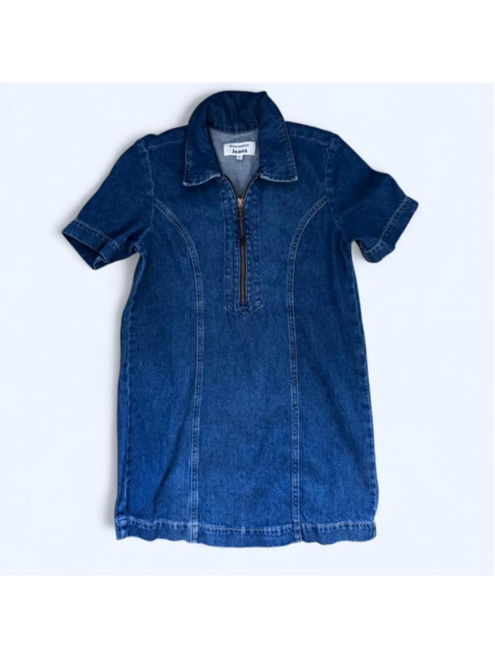 Reformation JEANS Loeb Denim Mini Dress - Size 2 - Picture 3 of 5